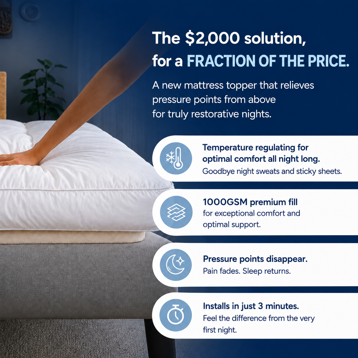 Cocoon™ Luxury 1000 GSM Premium Quilted Mattress Topper